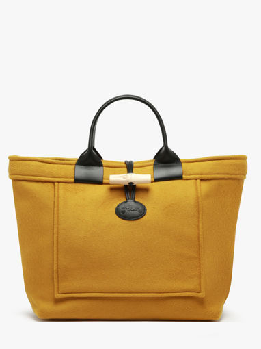 Longchamp Le roseau toile duffle coat Handtas Geel